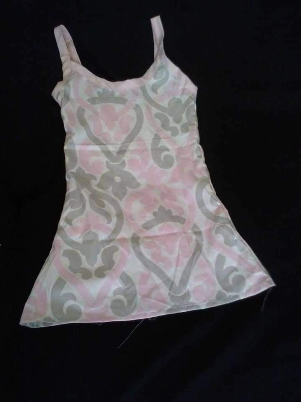 Pink and Gray Patterned Spaghetti Strap Tank Top